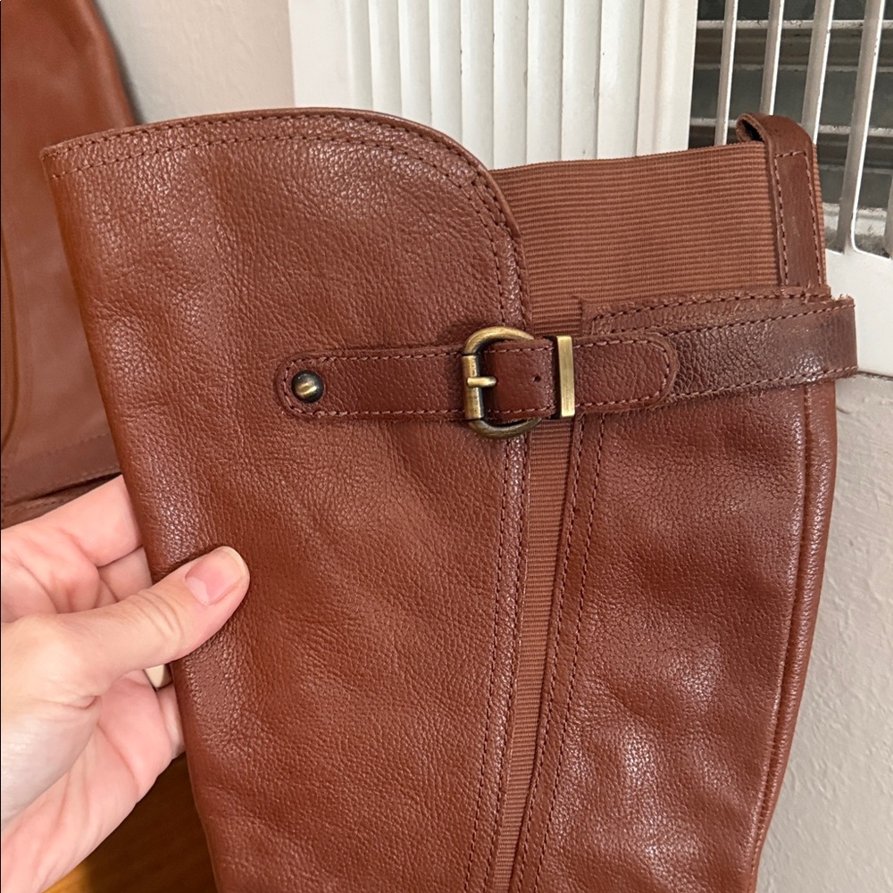 Naturalized Brown Leather Knee-High Boots - Picture 3 of 10